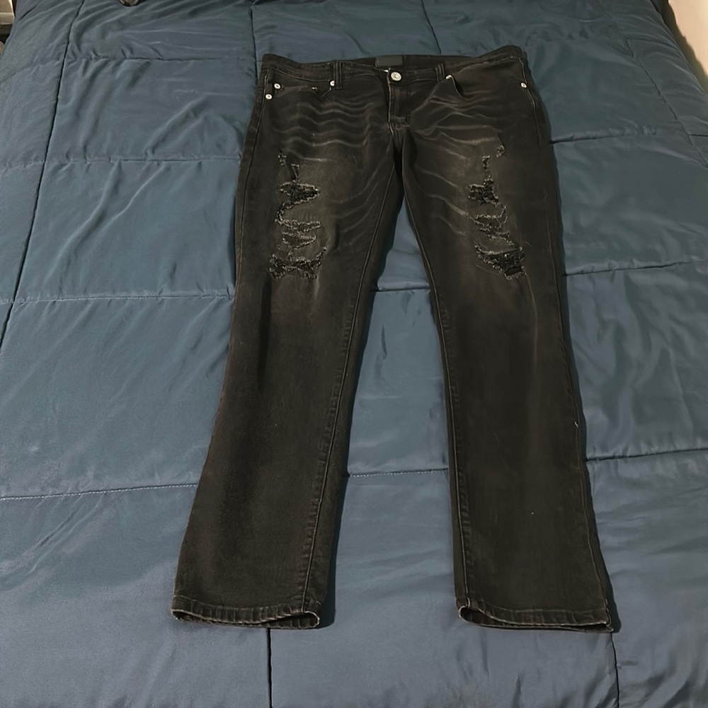 men's black skinny distressed jeans